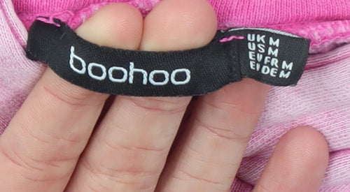 Boohoo Womens Pink Pullover Hoodie Medium Cotton Blend Casual