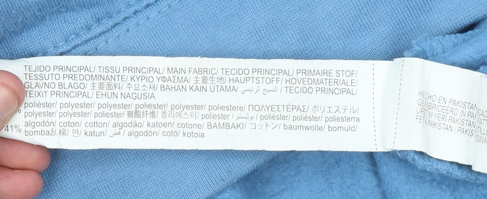 ZARA Womens Blue Cotton Blend Crew Neck Pullover Sweatshirt M