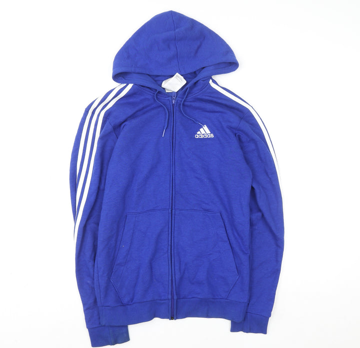 adidas Men's Blue Small Full Zip Hooded Sports Jacket