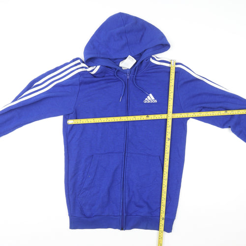 adidas Men's Blue Small Full Zip Hooded Sports Jacket