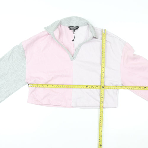 Wednesday's Girl Women Pink Grey Colourblock Pullover Sweatshirt M