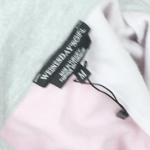 Wednesday's Girl Women Pink Grey Colourblock Pullover Sweatshirt M