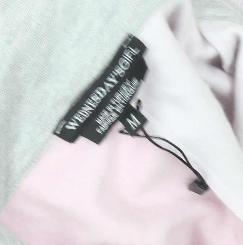 Wednesday's Girl Women Pink Grey Colourblock Pullover Sweatshirt M