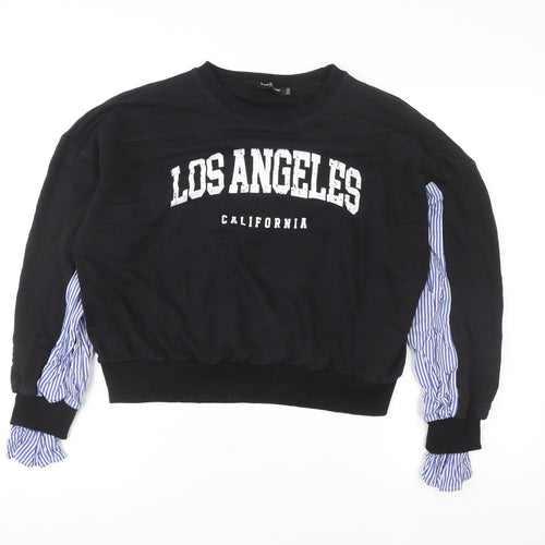 Drôle de Copine Women Black LOS ANGELES Sweatshirt S/M Cotton Blend