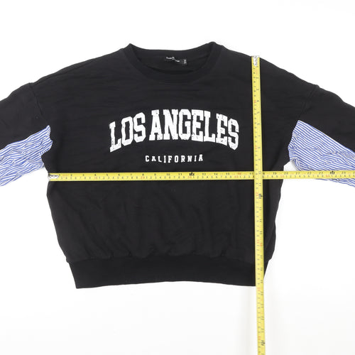Drôle de Copine Women Black LOS ANGELES Sweatshirt S/M Cotton Blend
