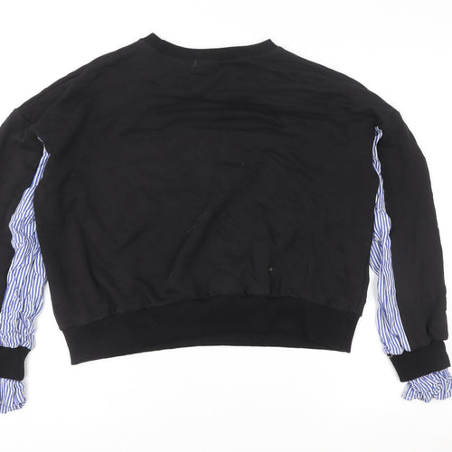 Drôle de Copine Women Black LOS ANGELES Sweatshirt S/M Cotton Blend