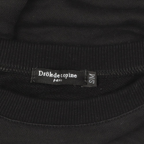 Drôle de Copine Women Black LOS ANGELES Sweatshirt S/M Cotton Blend