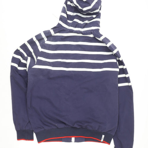 Fly 53 Unisex Blue Striped Hooded Bomber Jacket L