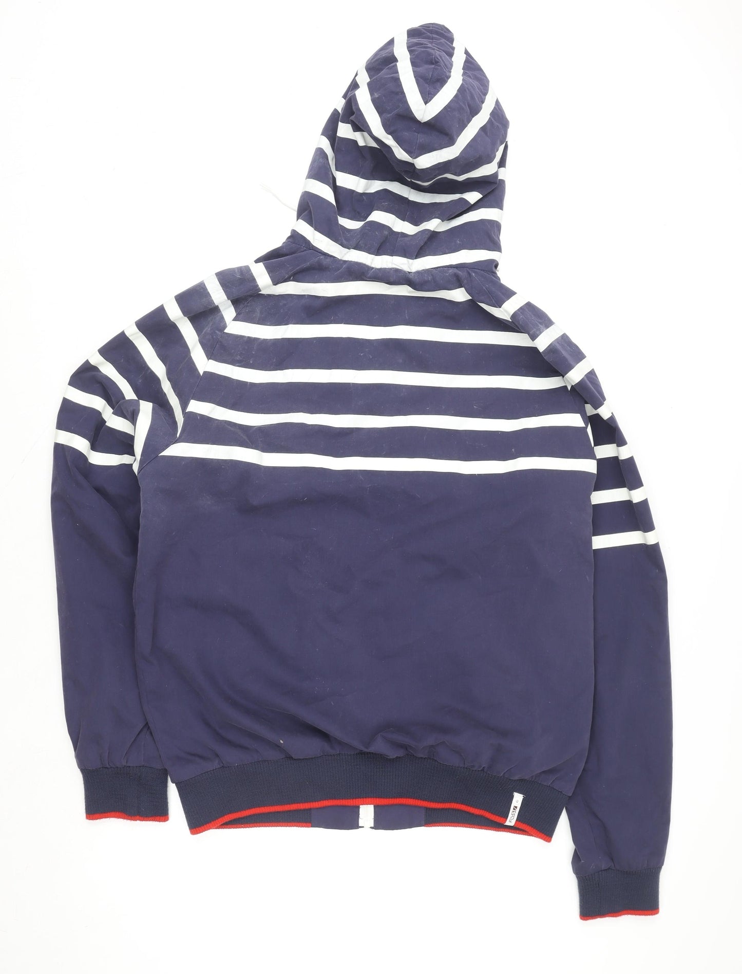 Fly 53 Unisex Blue Striped Hooded Bomber Jacket L
