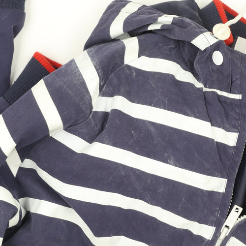 Fly 53 Unisex Blue Striped Hooded Bomber Jacket L