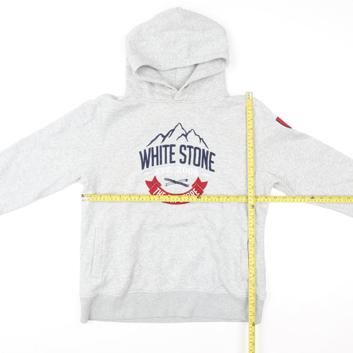 White Stone Womens Grey Pullover Hoodie L Ski Themed