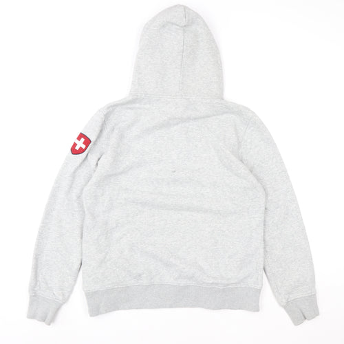White Stone Womens Grey Pullover Hoodie L Ski Themed