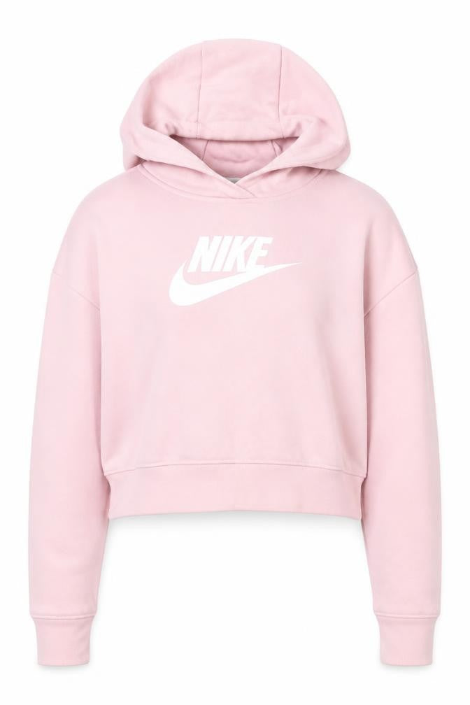 Nike Girls Pink Pullover Hoodie Small Logo Lightweight Fleece Sweatshirt