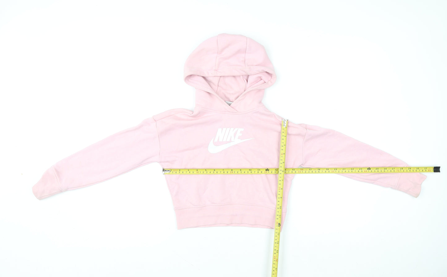Nike Girls Pink Pullover Hoodie Small Logo Lightweight Fleece Sweatshirt