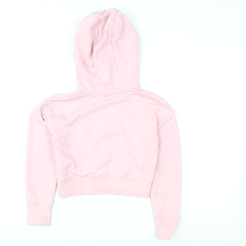 Nike Girls Pink Pullover Hoodie Small Logo Lightweight Fleece Sweatshirt