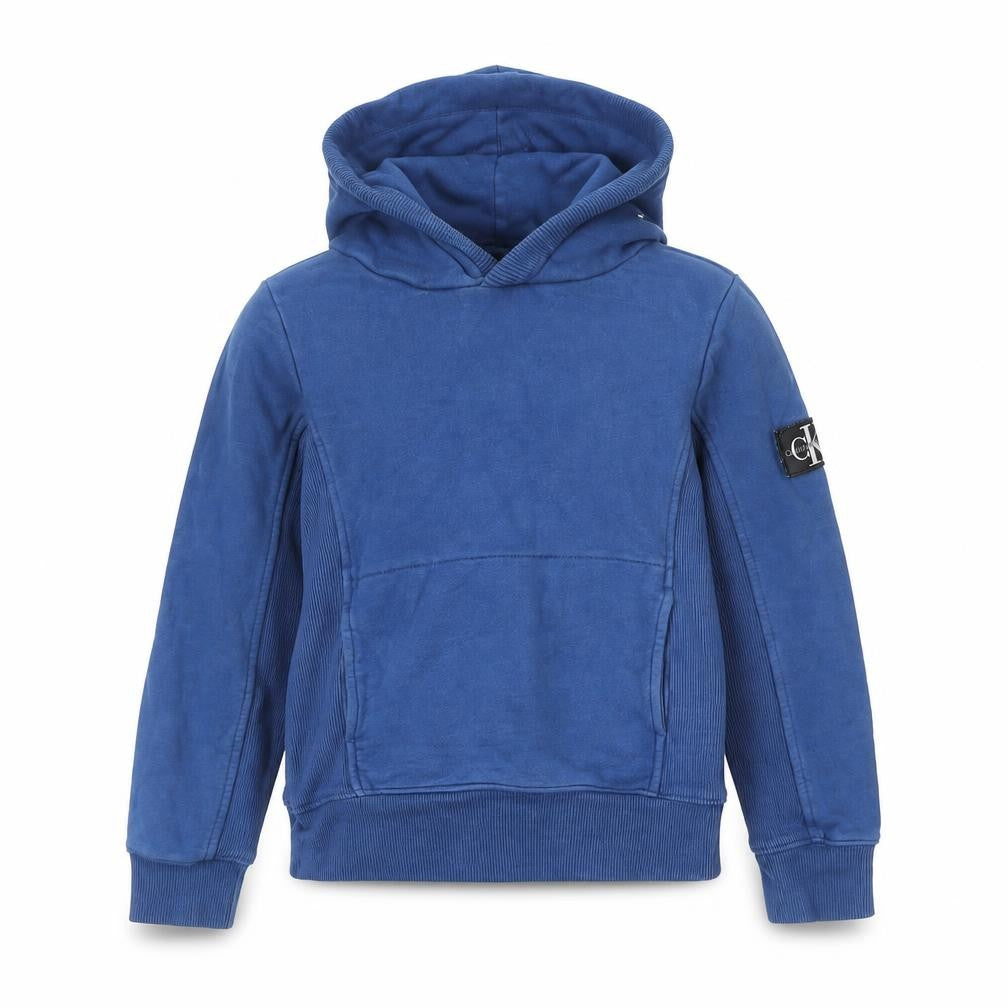 Calvin Klein Jeans Boys Blue Pullover Hoodie Size 8 Years Logo Cotton Blend