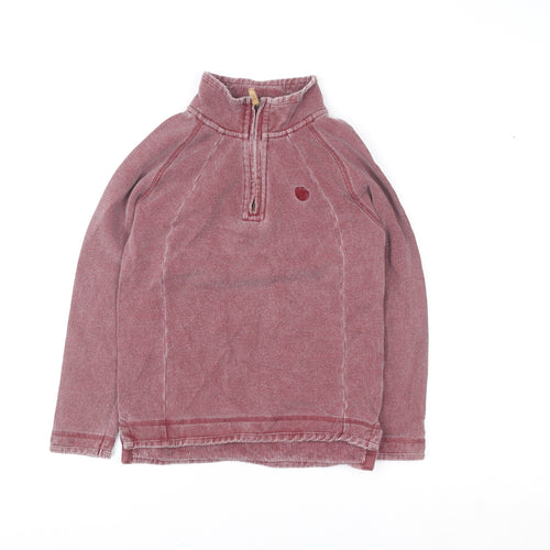 Fat Face Boys Red Burgundy 1/4 Zip Cotton Sweatshirt Size 8 Years
