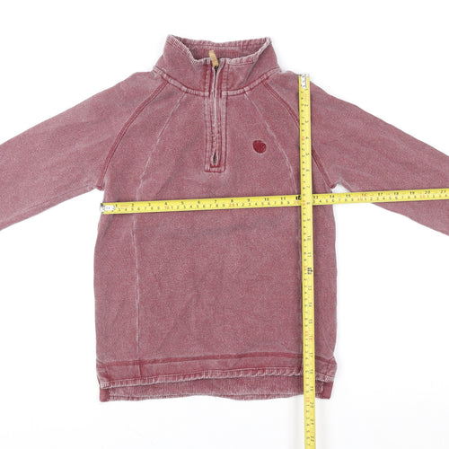 Fat Face Boys Red Burgundy 1/4 Zip Cotton Sweatshirt Size 8 Years