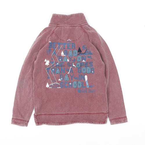 Fat Face Boys Red Burgundy 1/4 Zip Cotton Sweatshirt Size 8 Years