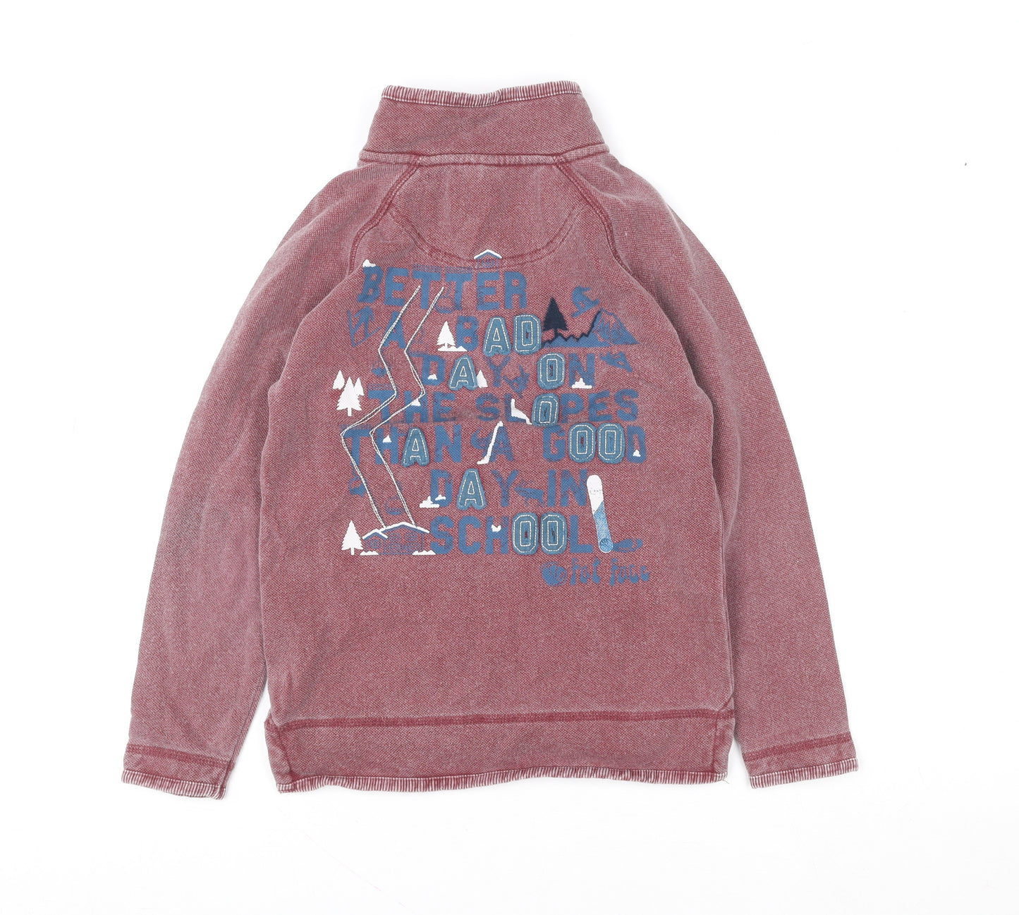 Fat Face Boys Red Burgundy 1/4 Zip Cotton Sweatshirt Size 8 Years