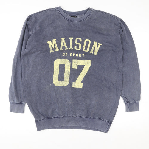New Look Womens Blue 'Maison De Sport' Pullover Sweatshirt Size S