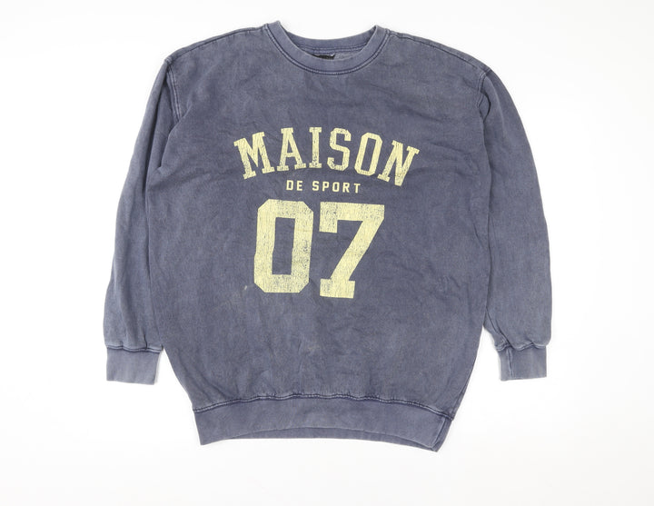New Look Womens Blue 'Maison De Sport' Pullover Sweatshirt Size S