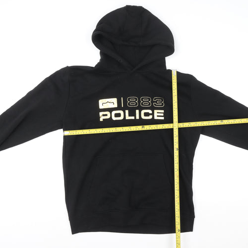 883 Police Black Gold Logo Hoodie Womens Large Cotton Blend