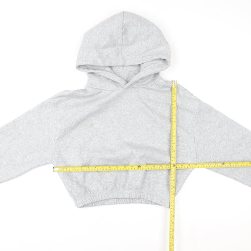 ZARA Womens Grey Cropped Pullover Hoodie Size M Relaxed Fit