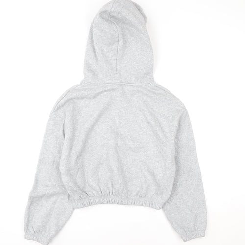 ZARA Womens Grey Cropped Pullover Hoodie Size M Relaxed Fit
