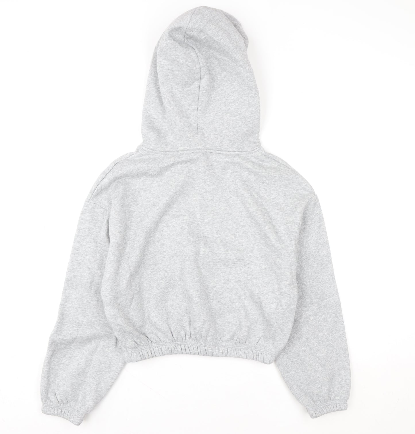 ZARA Womens Grey Cropped Pullover Hoodie Size M Relaxed Fit