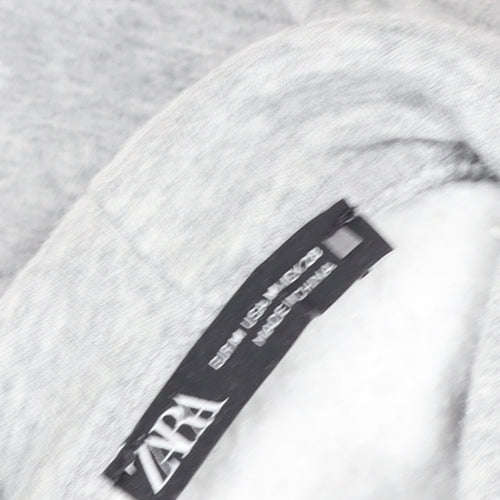 ZARA Womens Grey Cropped Pullover Hoodie Size M Relaxed Fit
