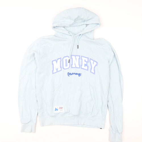 Money Womens Blue Pullover Hoodie Small 100% Cotton Graphic Logo
