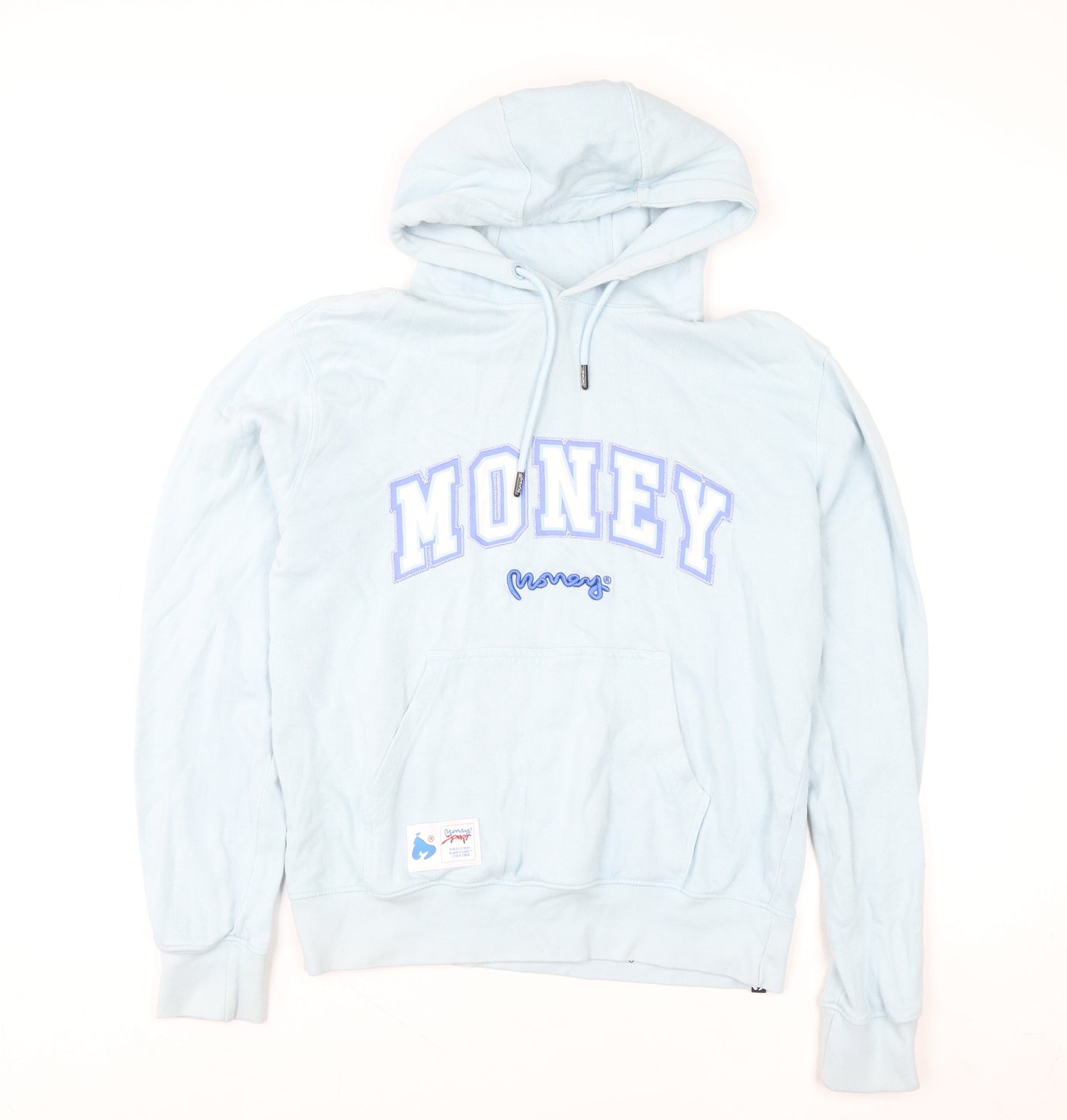 Money Womens Blue Pullover Hoodie Small 100% Cotton Graphic Logo