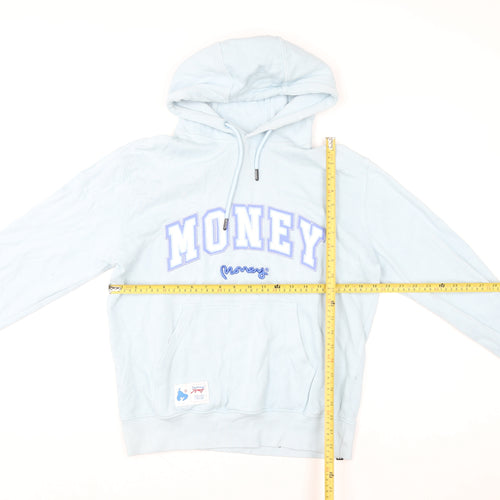Money Womens Blue Pullover Hoodie Small 100% Cotton Graphic Logo