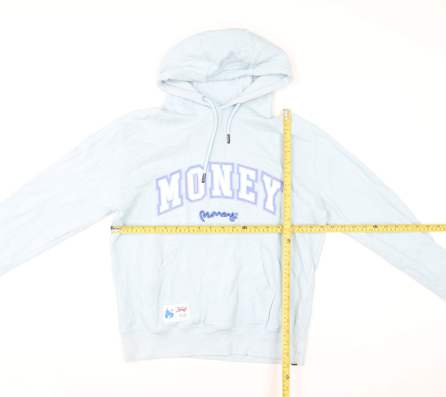 Money Womens Blue Pullover Hoodie Small 100% Cotton Graphic Logo