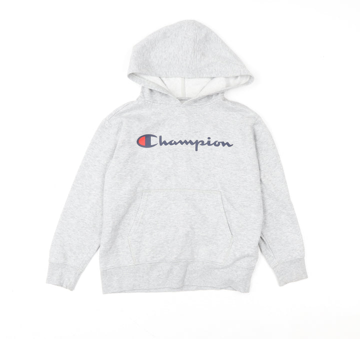 Champion Teens Grey Pullover Hoodie M Logo Fleece Sweatshirt