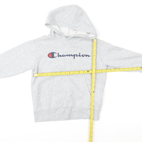 Champion Teens Grey Pullover Hoodie M Logo Fleece Sweatshirt