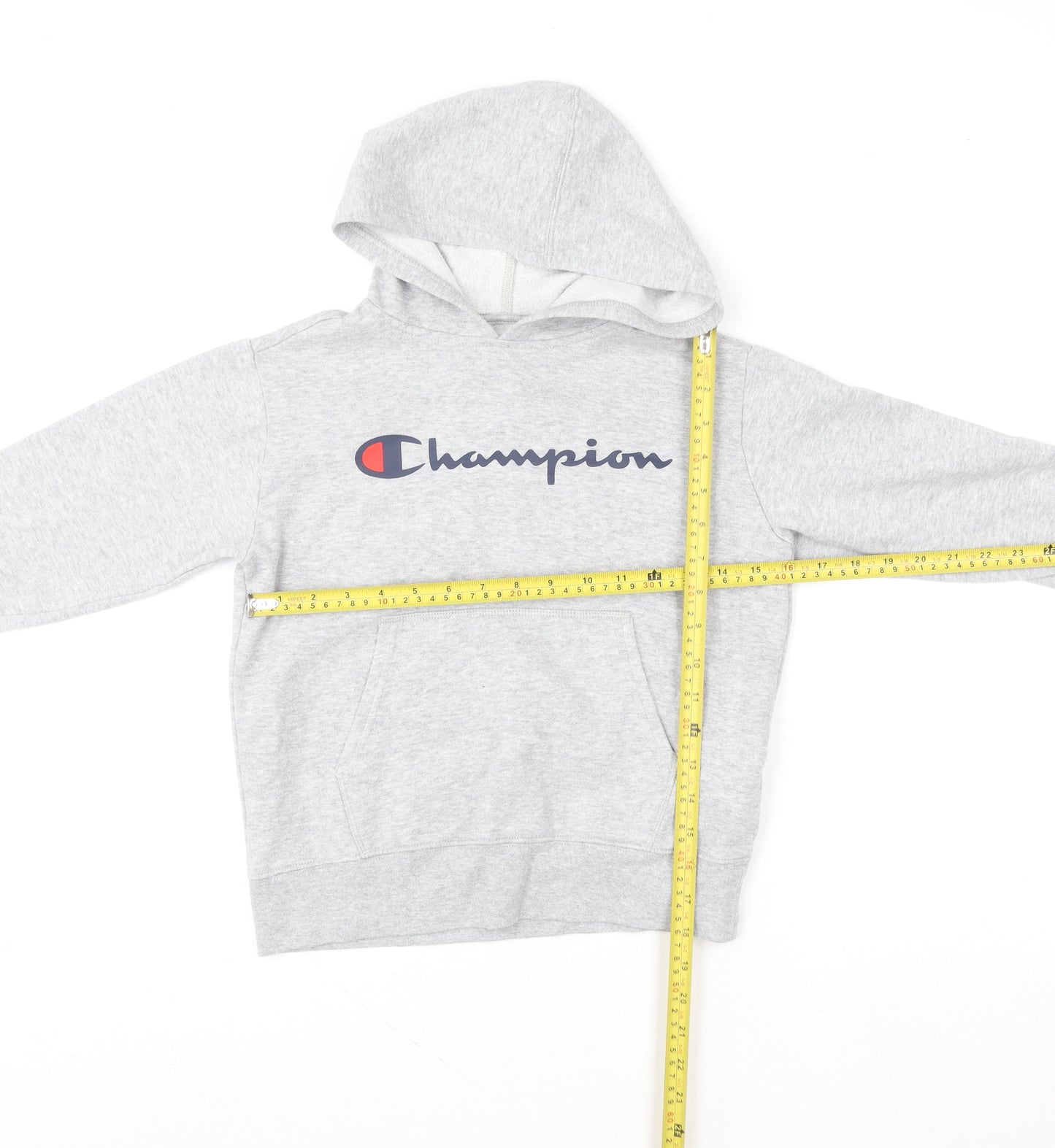 Champion Teens Grey Pullover Hoodie M Logo Fleece Sweatshirt