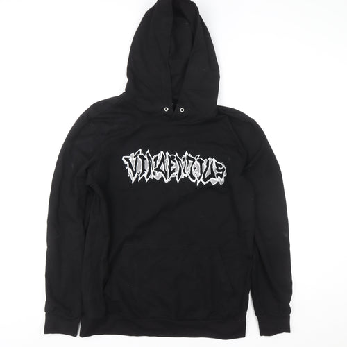 Vincentius Womens Black L Pullover Hoodie 93% Cotton Graphic Print
