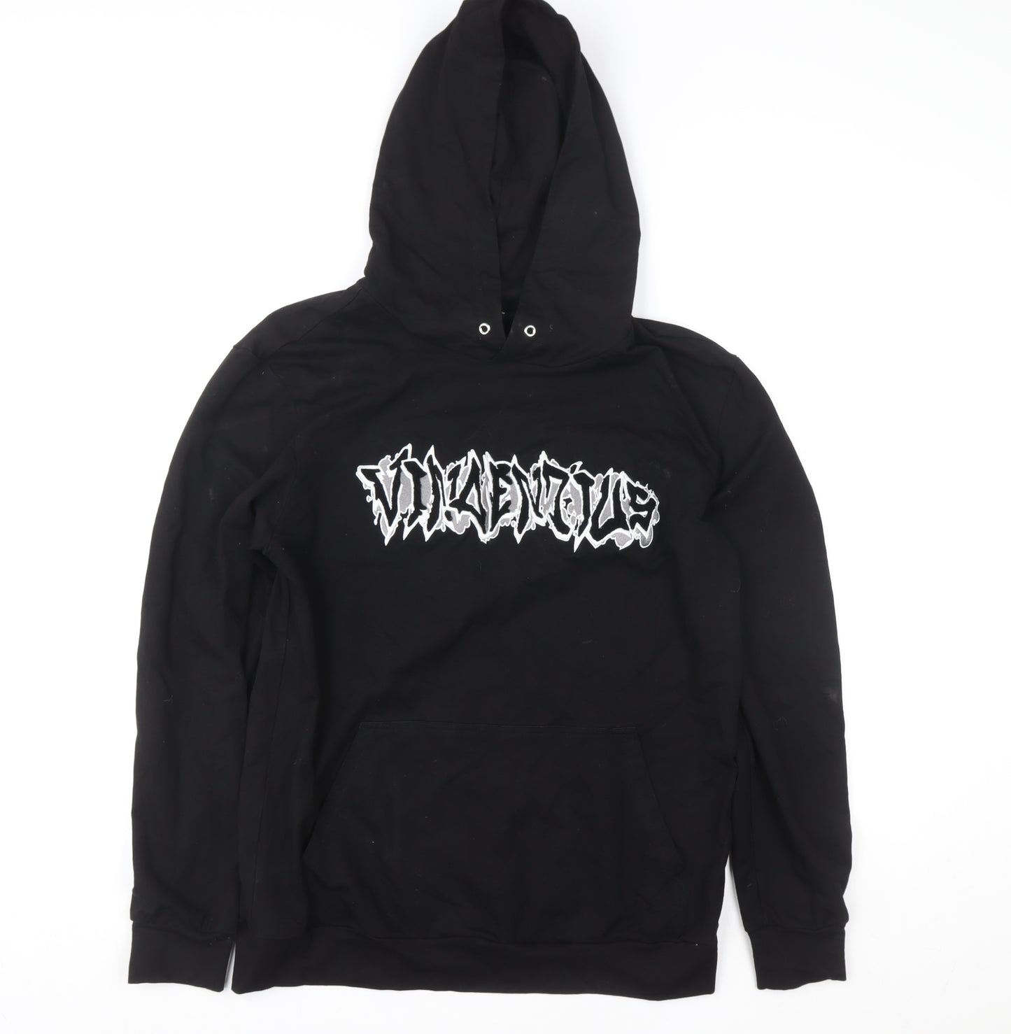 Vincentius Womens Black L Pullover Hoodie 93% Cotton Graphic Print