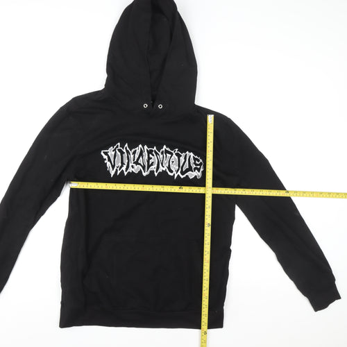 Vincentius Womens Black L Pullover Hoodie 93% Cotton Graphic Print