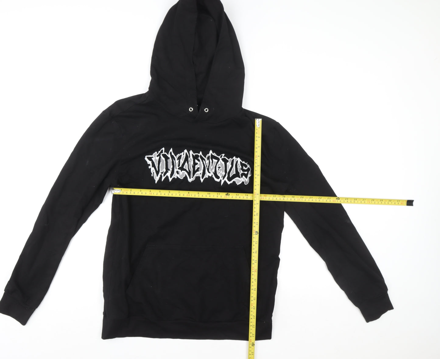 Vincentius Womens Black L Pullover Hoodie 93% Cotton Graphic Print