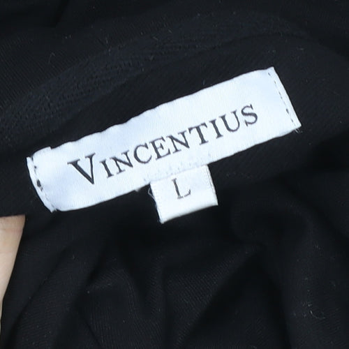 Vincentius Womens Black L Pullover Hoodie 93% Cotton Graphic Print