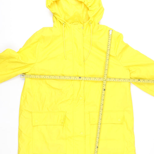 New Look Women's Yellow Hooded Rain Coat Jacket Size 16 Waterproof