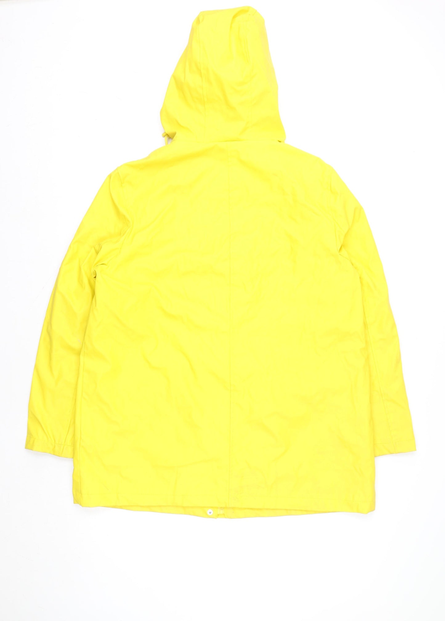 New Look Women's Yellow Hooded Rain Coat Jacket Size 16 Waterproof