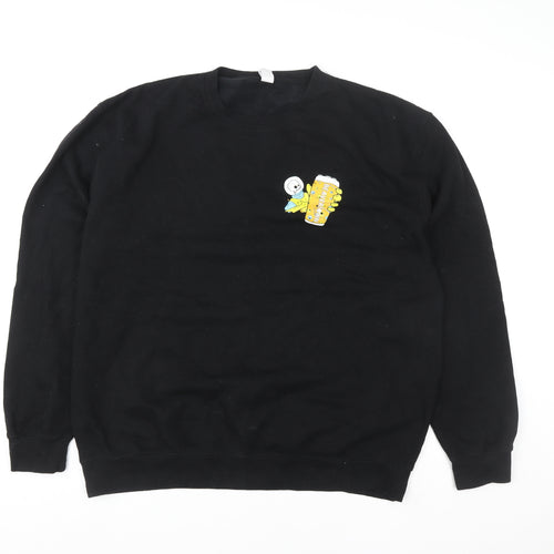 Just Hoods Men’s Black 2XL Pullover Sweatshirt Beer Graphic