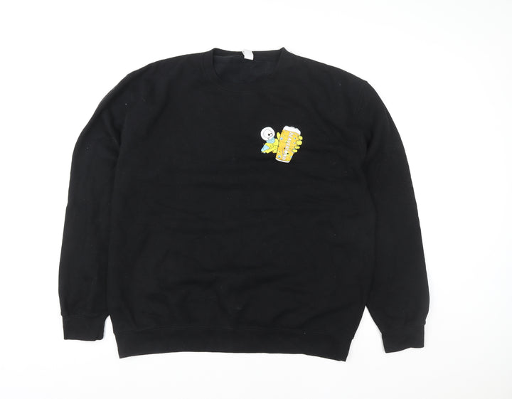 Just Hoods Men’s Black 2XL Pullover Sweatshirt Beer Graphic