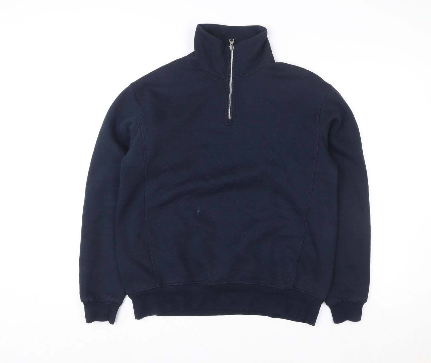 Zara Mens Blue 1/2 Zip Fleece Sweatshirt Size S Regular Fit
