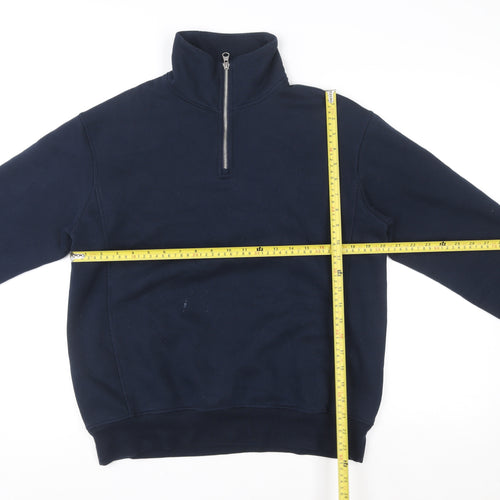 Zara Mens Blue 1/2 Zip Fleece Sweatshirt Size S Regular Fit