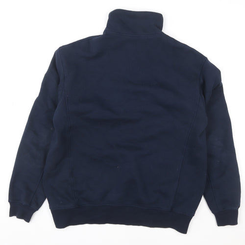 Zara Mens Blue 1/2 Zip Fleece Sweatshirt Size S Regular Fit